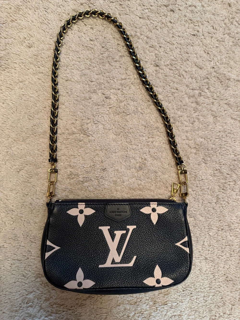 Louis Vuitton Black and Pink Monogram Chain Crossbody Pochette